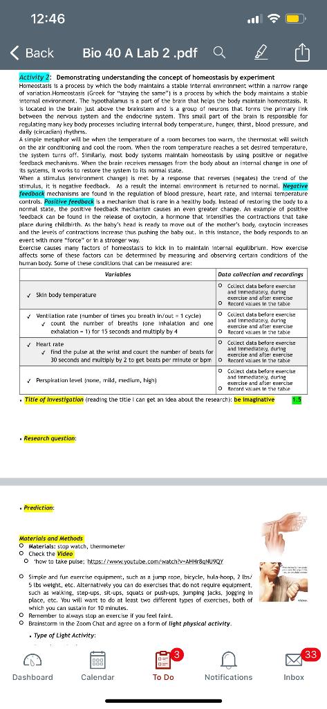 12 46 Back Bio 40 A Lab 2 Pdf Q Activity 2 Demonstrating Understanding The Concept Of Homeostasis By Experiment Homeost 1