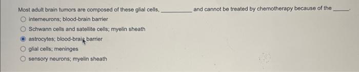 Most Adult Brain Tumors Are Composed Of These Glial Cells O Interneurons Blood Brain Barrier Schwann Cells And Satelli 1