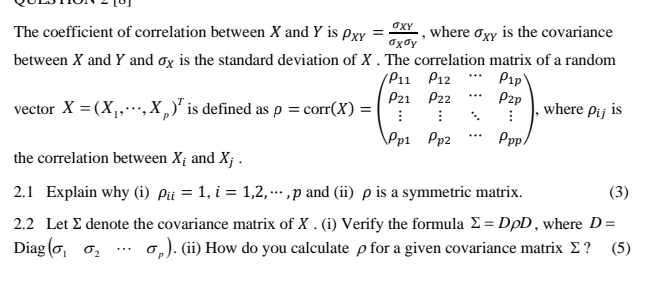 Oxy Ox Oy The Coefficient Of Correlation Between X And Y Is Pxy Where Oxy Is The Covariance Between X And Y And Oy Is 1
