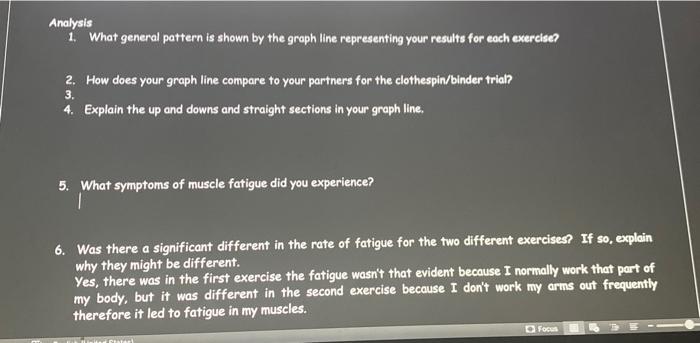 Analysis 1 What General Pattern Is Shown By The Graph Line Representing Your Results For Each Exercise 2 How Does You 1