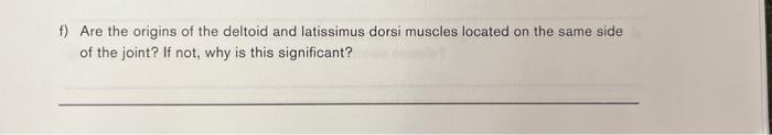 F Are The Origins Of The Deltoid And Latissimus Dorsi Muscles Located On The Same Side Of The Joint If Not Why Is Thi 1