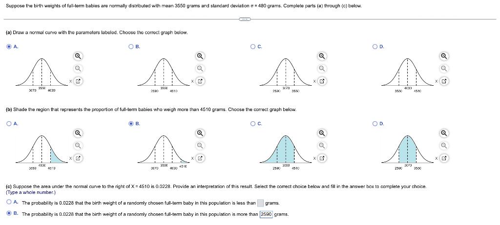 Suppose The Birth Weights Of Full Term Babies Are Normally Distributed With Mean 3550 Grams And Standard Deviation O 4 1