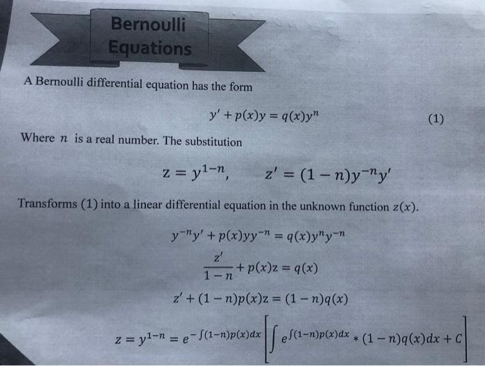 Bernoulli Equations 1