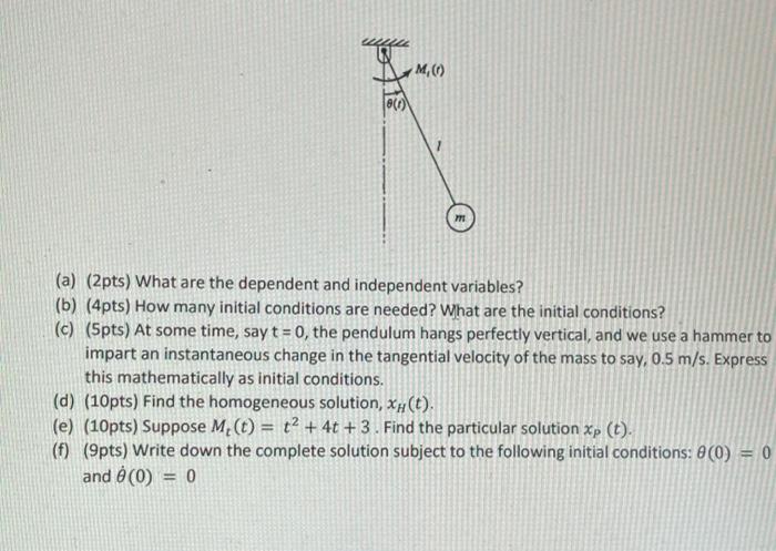 Q4 40 Points Consider The Forced Pendulum In The Figure Below We Will Neglect The Weight Of The Bar But Not The Mas 2