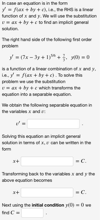 In Case An Equation Is In The Form Y F Ax By C I E The Rhs Is A Linear Function Of X And Y We Will Use The Su 1