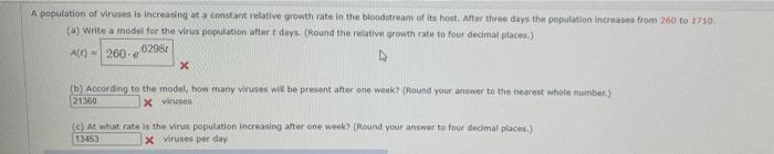 A Population Of Viruses Is Increasing At A Constant Relative Growth Rate In The Bloodstream Of Its Host After Three Day 1
