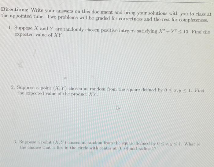 Directions Write Your Answers On This Document And Bring Your Solutions With You To Class At The Appointed Time Two Pr 1