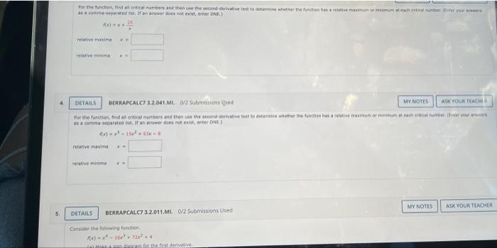 Consider The Following Function F X 3x 9 5 A Make A Sign Diagram For The First Derivative Select Select 3