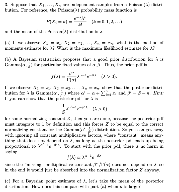3 Suppose That X1 Xn Are Independent Samples From A Poisson 1 Distri Bution For Reference The Poisson Proba 1