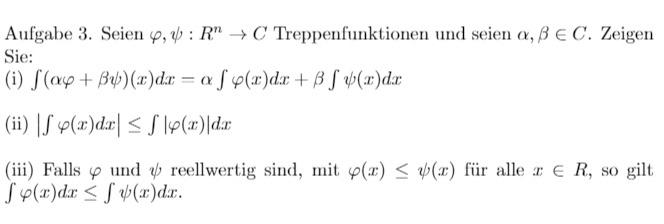 Aufgabe 3 Seien Rc Treppenfunktionen Und Seien A Ssec Zeigen Sie I F Ap B X Drafo R Dx Bf Y X Dx Ii F P X 1
