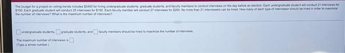 The Budget For A Project On Voting Trends Includes 3400 For Hiring Undergraduate Students Graduate Students And Facul 1