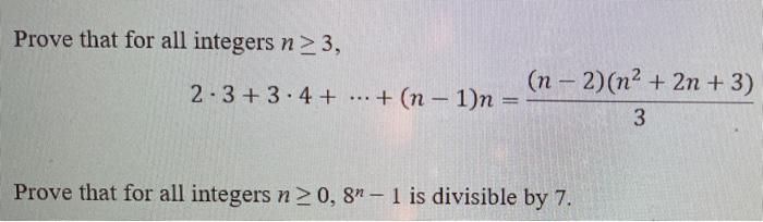 Prove That For All Integers N 3 2 3 3 4 N 1 N N 2 N 2n 3 3 Prove That For All Integers N 0 8 1 I 1