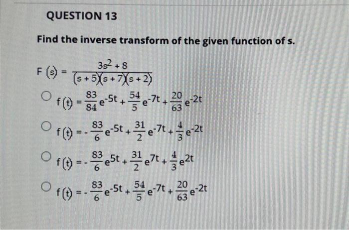 Question Tt Express The Transform Of The Given Expression In Terms Of S And 2 F Y 2y F 0 0 F 0 0 S 2 T 3