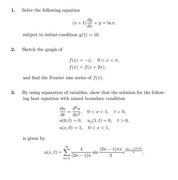 Can You Please Help Me With This Differential Equation Question 1