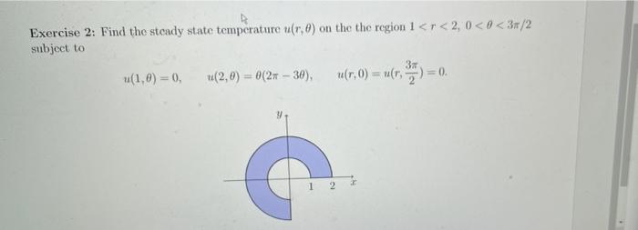 4 Exercise 2 Find The Steady State Temperature U R 0 On The The Region 1 R 2 0 0 3m 2 Subject To U 1 0 0 U 2 0 1