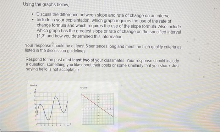 Using The Graphs Below Discuss The Difference Between Slope And Rate Of Change On An Interval Include In Your Expl 1