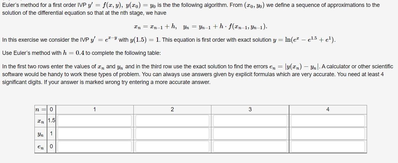 Euler S Method For A First Order Ivp Y F X Y Y Xo Yo Is The The Following Algorithm From Xo Yo We Define A 1