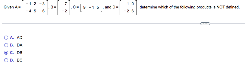 Given A O O O A Ad B Da O C Db D Bc 1 2 3 4 5 Co B 7 2 0 15 And D 10 26 Determine Which Of The Follow 1