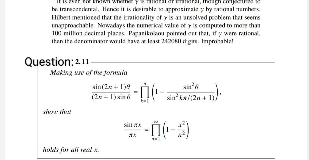 It Is Even Not Known Whether Y Is Rational Or Irrational Though Conjectured To Be Transcendental Hence It Is Desirable 1