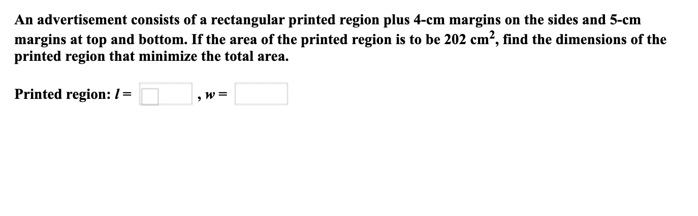 An Advertisement Consists Of A Rectangular Printed Region Plus 4 Cm Margins On The Sides And 5 Cm Margins At Top And Bot 1