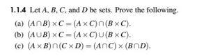 1 1 4 Let A B C And D Be Sets Prove The Following A Amb Xc Axc N Bxc B Aub Xc Axc U Bxc C A X 1