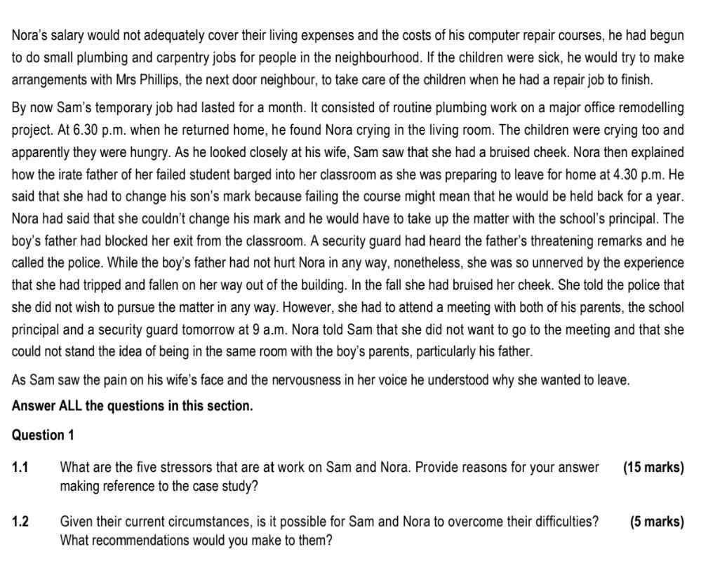 Section A Carefully Read The Scenario Below And Answer The Questions That Follow Samuel Logston 20 Marks Samuel Logst 2