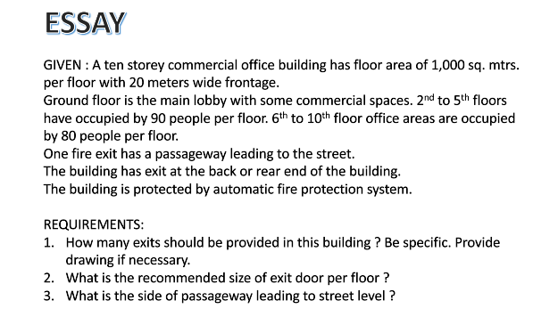 Essay Given A Ten Storey Commercial Office Building Has Floor Area Of 1 000 Sq Mtrs Per Floor With 20 Meters Wide Fr 1