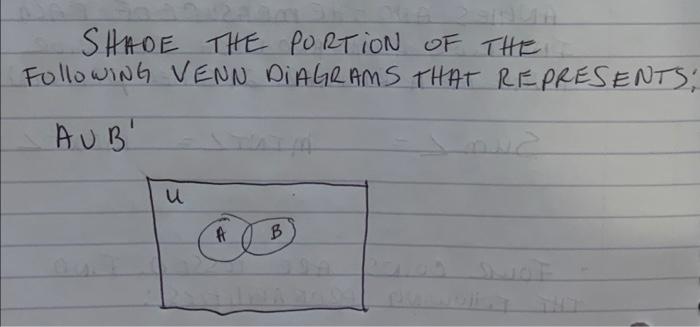 Shade The Portion Of The Following Venn Diagrams That Represents Aub U A B 1