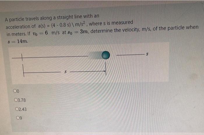 A Particle Travels Along A Straight Line With An Acceleration Of A S 4 0 8 S M S2 Where S Is Measured In Meters 1