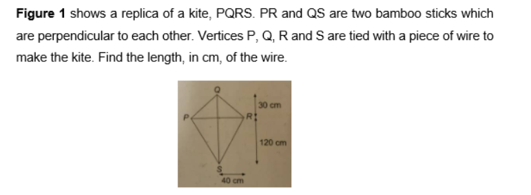 Figure 1 Shows A Replica Of A Kite Pqrs Pr And Qs Are Two Bamboo Sticks Which Are Perpendicular To Each Other Vertice 1