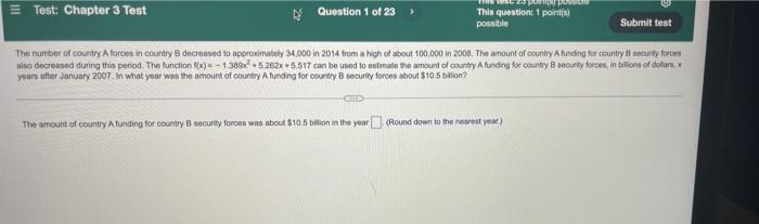 Test Chapter 3 Test Question 1 Of 23 This Question 1 Point S Possible Submit Test The Number Of Country A Forces In C 1