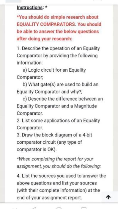 Instructions You Should Do Simple Research About Equality Comparators You Should Be Able To Answer The Below Questi 1