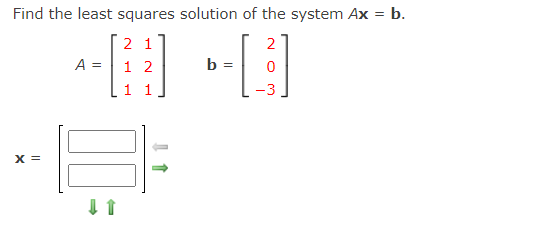 Find The Least Squares Solution Of The System Ax B 2 1 2 0 0 1 2 B 1 1 A X 1
