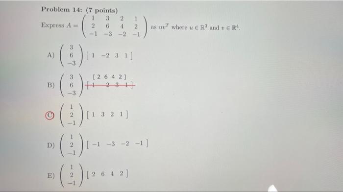 Problem 14 7 Points 1 3 Express A A B D E 3 3 3 2 1 2 6 4 2 1 3 2 1 1 23 1 2642 231 12 1 3 1 3 1