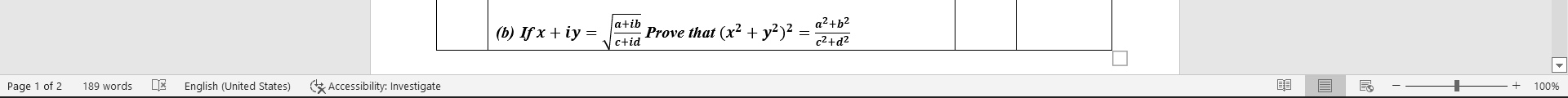 Page 1 Of 2 189 Words English United States Accessibility Investigate B If X Iy A Ib C Id Prove That X Y 1