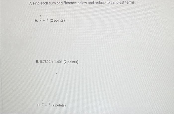 6 Estimate The Sum Of The Decimals Below By Rounding To The Nearest Whole Number 5 Points 6 891 7 9410 3 2999 1 1 2