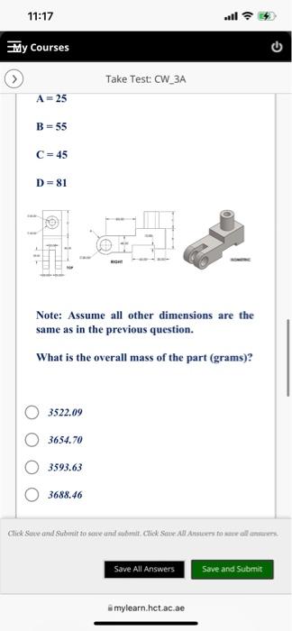 11 17 My Courses C Take Test Cw 3a Build The Below Part In Solidworks Save Part After Each Question In A Different 4