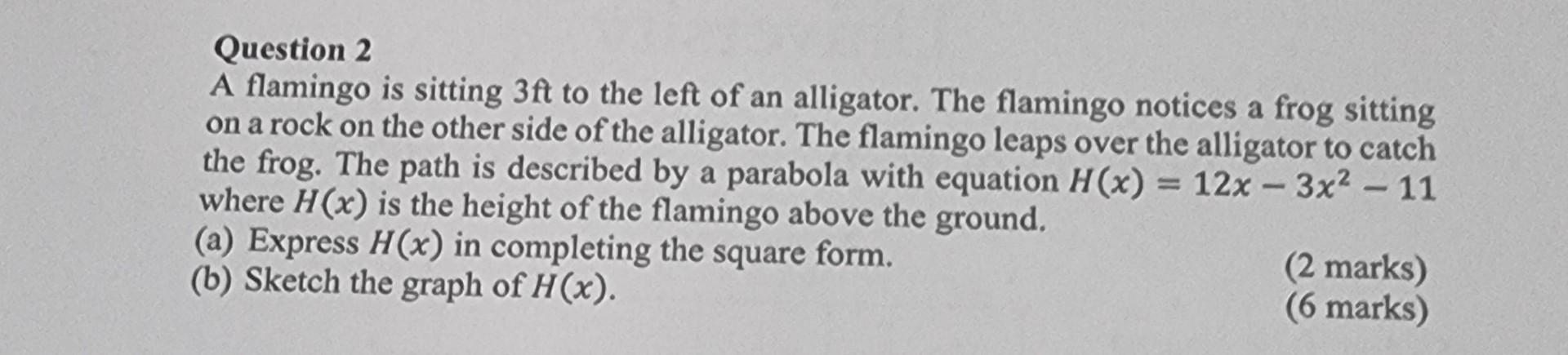 Question 2 A Flamingo Is Sitting 3ft To The Left Of An Alligator The Flamingo Notices A Frog Sitting On A Rock On The O 1