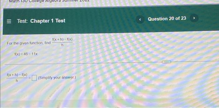 Test Chapter 1 Test Write The Equation Of The Function If Its Rate Of Change Is 13 And Its Initial Value Is 14 Questi 35