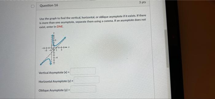 Question 15 Find The Vertical Horizontal Or Oblique Asymptote If It Exists If There Is More Than One Asymptote Separ 4