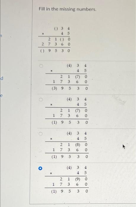 D Fill In The Missing Numbers M O 1 0 273 60 95 30 O 27 O 3 4 45 X 27 1 3 9 27 27 4 34 4 5 13 27 51 4 13 1