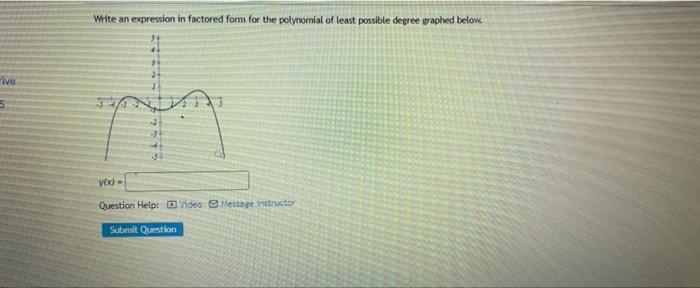 Rive Write An Expression In Factored Form For The Polynomial Of Least Possible Degree Graphed Below Y X Question Hel 1