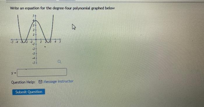 Write An Equation For The Degree Four Polynomial Graphed Below 34 W 12 Ya 24 25 3 4 Question Help Message Instructor S 1