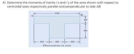 A Determine The Moments Of Inertia Xand Y Of The Area Shown With Respect To Centroidal Axes Respectively Parallel And P 1