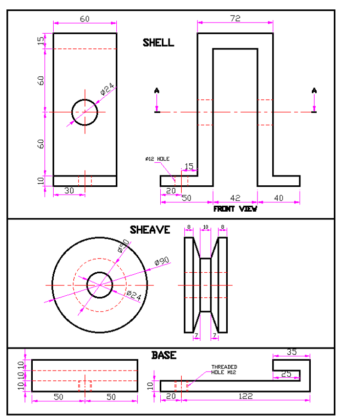A Pulley System Consists Of Six Parts A Shell A Sheave A Base One M24 Bolt One M24 Nut And One M12 Bolt They Are T 2