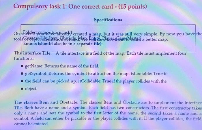 Compulsory Task 1 One Correct Card 15 Points Specifications On Shelder Oraso Easy Created A Map But It Was Still V 1