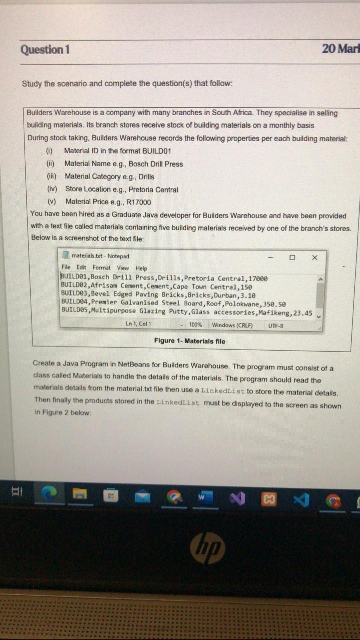 Question 1 Study The Scenario And Complete The Question S That Follow Et Builders Warehouse Is A Company With Many Bra 1