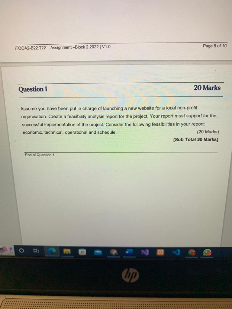 Itooa2 B22 T22 Assignment Block 2 2022 V1 0 Question 1 O Assume You Have Been Put In Charge Of Launching A New Webs 1