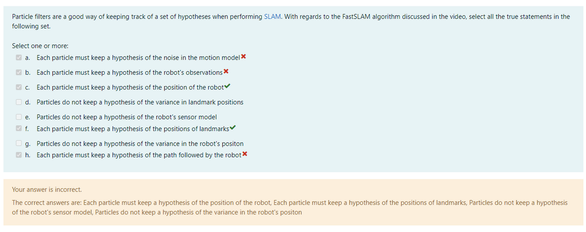 Particle Filters Are A Good Way Of Keeping Track Of A Set Of Hypotheses When Performing Slam With Regards To The Fastsl 1