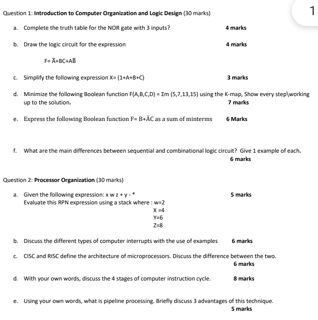 Computer Organization And Logic Design Processor Organization 1